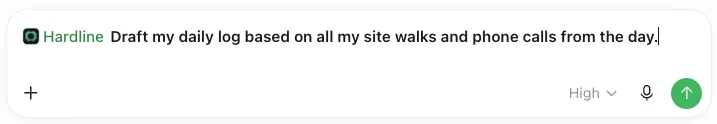 ChatGPT prompt: draft my daily log from site walks and calls